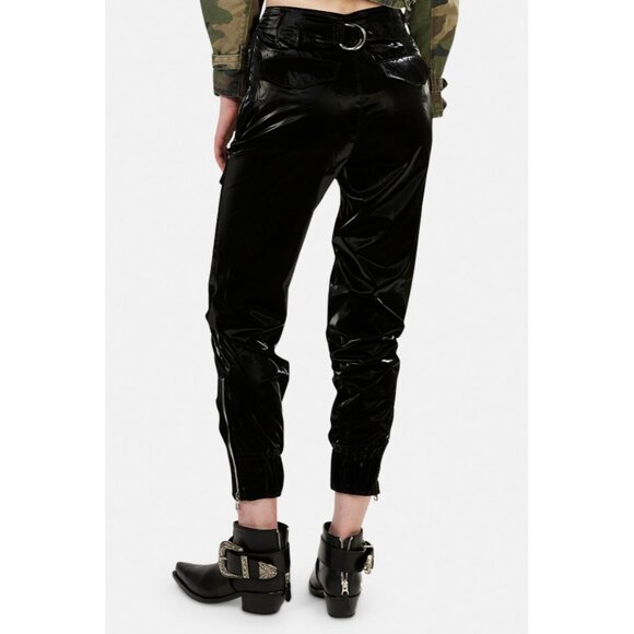 RtA Womens Harlan Pilot Pants XS Flux Black Faux Patent Leather Glossy NWT $325 - Picture 5 of 16